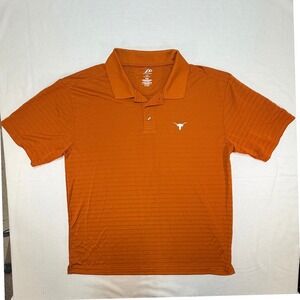Pro Player Texas Longhorns Mens Large Burnt Orange Striped Performance Polo Shir